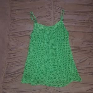 Green flowy top with navy polka dots NY & Co Small